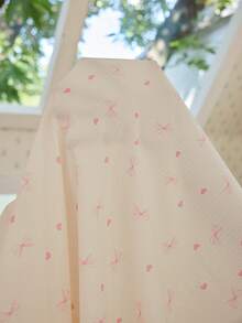 CottageSlumber Bubble Textured Bow Heart Print Lapel Front Button Short Sleeve Long Pants Plus Size Pajama Set Night Pink Summer - Multicolor - View 8