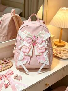 Cute One-Piece Decorative Backpack Accessories, Beaded Tassels, Five-Pointed Star Ribbons, Rhinestones, And Angel Wings, Suitable For Anime Fans, Idol Fans, And Cosplay Costume Decorations. - Multicolor - View 12