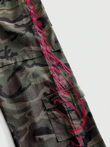 ROMWE MEN Jeans holgados con patrón bordado de camuflaje para hombre - Multicolor - Ver 8