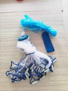 手工海水釣魚拋網，附重型鋅沉子，適用於餌釣 - 藍白色 - 查看 13