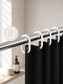 1 pieza Cortina de ducha gruesa e impermeable, cortina de ducha de lino sintético negro con ganchos de metal - Tela gruesa de secado rápido para privacidad y decoración del baño - Negro - Ver 8