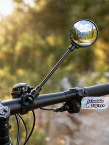 360° Adjustable Bicycle Rearview Mirror, Advanced Lens, Flexible Long Arm, Easy Installation, Suitable For Mountain Bikes, E-Bikes, And Light Vehicles - Black Plastic Frame: Frame, Pedal Accessories | Oval Mirror | Bicycle Accessories - Black - View 2
