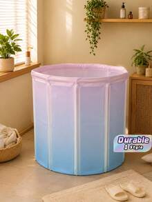 1pc Bathroom Accessories, Portable Extra Large Foldable Bathtub - Inflatable Spa & Hot Tub For Adults, Compact Shower & Foot Soaking Tub For Small Spaces, No Electricity Required, Home Bathroom & Outdoor Bathing Solution - Gradient powder - View 1