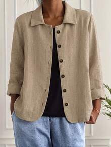 Holdful Holdful Mantel Ringan Kasual Wanita untuk Perjalanan Sehari-hari di Musim Gugur, Warna Khaki - Khaki - View 1
