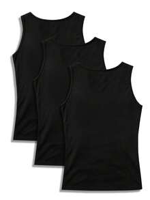 Manfinity Homme Men's Solid Color Tank Tops, Multiple Pieces, Holiday - Black - View 2