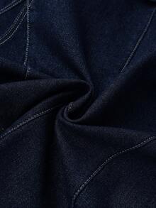 GlowEve CURVE Plus Size Women's Metal Single-Breasted Long Sleeve Fashion Denim Top - Blue - View 6