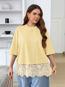 Comfylo Plus Size T-Shirts - Light Yellow - View 7