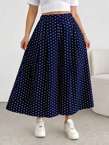 Shapeblank Celana Panjang Wanita Ukuran Besar Warna Biru Tua Kasual Gaya 1920-an/90-an Serbaguna dengan Potongan Lebar untuk Pemakaian Sehari-hari, Liburan Musim Gugur, Pesta, dan Musim Gugur - Navy Blue - View 6