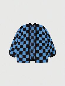 Franclia Women's Checkered Pattern Long Sleeve Loose Casual Knitted Cardigan, Autumn/Winter - Multicolor - View 3