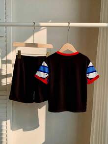 Young Boy Casual Mecha Graphic Print Minimalist T-Shirt Set - Multicolor - View 2