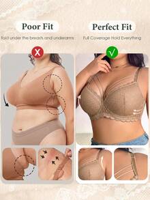 LustreForm Plus Size Underwire Lace Bra Single Pack - Khaki - View 4