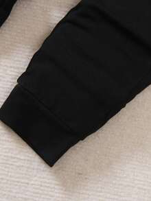 4-7 岁儿童春秋冬针织圆领可爱小马印花长袖 T 恤和针织小马印花运动裤套装，适合日常穿着、运动、度假、派对、节日、休闲外出、基本款 - 黑色 - 查看 6