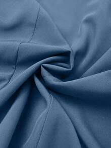 GlowEve CURVE Setelan 2 potong wanita ukuran plus, warna polos kontras, rajutan ikat 2 in 1, atasan kaos lengan pendek dan celana panjang longgar lurus, cocok untuk pakaian kasual sehari-hari. - Biru - View 8