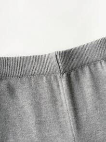 SHEIN 女嬰秋冬時尚休閒可愛圖案提花針織套頭長袖上衣與長褲套裝 - 灰色 - 查看 4