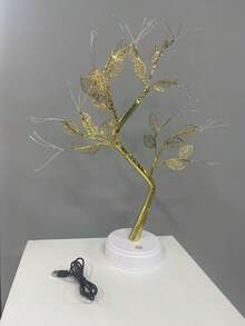 LED Golden Leaf Tree Lamp, Tabletop Decor Light, USB Powered, Suitable For Bedside, Living Room, Bedroom, Home, Office Decor Lighting, Christmas Decoration - Warm white light - View 7