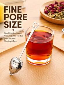 1/2/5/10 Pieces, 14cm * 4 Cm, Stainless Steel Tea Infuser; Black Tea And Flower Tea Strainer; Heart-Shaped Handle Tea Filter/Strainer. - Silver - View 7