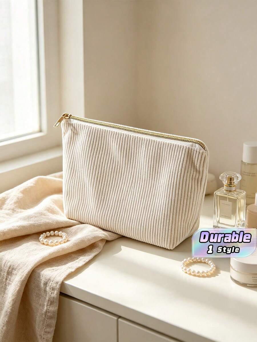 1-Piece Solid Color Plaid Multi-Functional Pencil Case, Large-Capacity Pencil Case With Diamond Pattern, Stationery Bag, Student Pencil Case (Plush Student Pencil Case), Back-To-School Season, Back-To-School Supplies, Pencil Pouch, Schoolbag - one size fits all - View 1