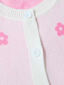 SHEIN 女童愛心圖案手工蝴蝶結針織長袖毛衣 - 彩色 - 查看 6