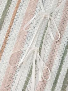 SHEIN LUNE 大尺碼女款夏季休閒熱帶波希米亞風白色前綁帶上衣 度假正式款 - 彩色 - 查看 5
