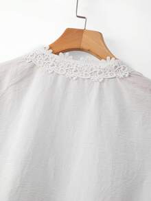 GlowEve CURVE Plus Size Women's Fashion Decorative Lace Short Sleeve Elegant Blazer - White - View 8