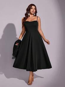 Viva Relle Plus Size Women's French Elegant Sexy Elegant Lace Shawl Strap Dress Autumn Clothing Cocktail Party Formal Formal Black Fall Halloween - Black - View 3
