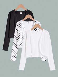 SHEIN Cárdigan de unicolor versátil y de moda sencilla para niña preadolescente - Blanco - Ver 8