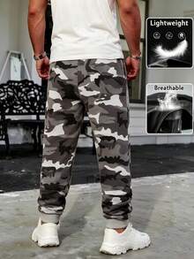 Gym Rark Men's Autumn/Winter Camouflage Letter Print Design Casual Outdoor Sports Jogging Long Pants - Grey - View 2