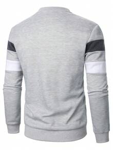 Manfinity Homme Áo nỉ nam phối màu khối kẻ sọc thời trang - Nhiều màu - Xem 2