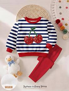 Kids Young Girl Casual Crew Neck Long Sleeve Sweatshirt & Leggings 2 Pieces Set, Suitable For Autumn/Winter - Multicolor - View 3