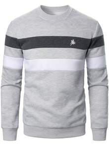 Manfinity Homme Áo nỉ nam phối màu khối kẻ sọc thời trang - Nhiều màu - Xem 5