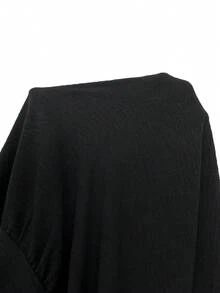 Shapeblank Damen-Bluse in großen Größen für Frühling/Herbst, lässig, locker, bequem, vielseitig, schlankmachend, mit Rüschensaum, schwarz, langärmlig, süßes Top, Herbstkleidung, Ausgeh-Top, minimalistischer Stil - Schwarz - Übersicht 9