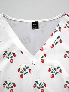 PopScrub Women's Strawberry Pattern Short Sleeve Pocket Scrub Uniform Top - Multicolor - View 5
