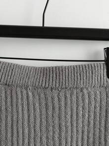 GlowEve Women's Solid Color Sweater & Split Hem Knit Skirt 2 Pieces Set - Light Grey - View 5