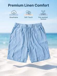 Ironwick Men's Casual Drawstring Waist Pocket Sports Shorts For Vacation - Baby Blue - View 4