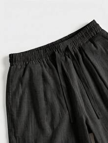 VIVINTIMO Men's Solid Color Drawstring Waist Pocket Loose Casual Sweatpants - Black - View 4