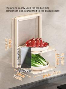 Multi-Functional Foldable Kitchen Prep Rack, Wall Mount & Countertop Layered Vegetable Storage Tray, Household Food Prep Side Dish Organizer Shelf - Multicolor - View 3