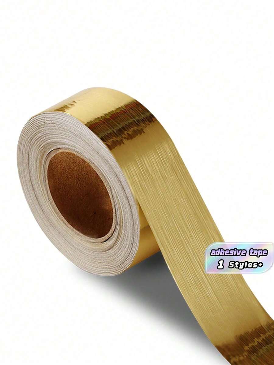 1 Rollo de Cinta Adhesiva Dorada (Acabado Dorado Cepillado); Borde de Papel Tapiz Desgarrable y Pegable; Decoración DIY Impermeable Adecuada para Baños, Cocinas, Paredes, Techos, Pisos y los Bordes de Gabinetes o Azulejos. - Dorado - Ver 1