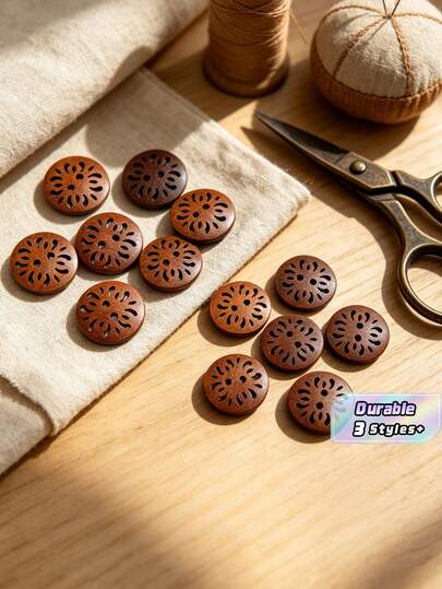 Botones de madera con forma de crisantemo, botones de madera premium para abrigo, accesorios de costura DIY para ropa, perfectos para abrigo, chaqueta y confección de prendas