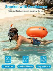 Adjustable Waist Belt Swim Tow Float PVC Inflatable Buoy, Portable Outdoor Water Float Marker For Open Water Swimmers, Triathlon Athletes, Kayakers And Snorkel Divers - multicolor - View 2