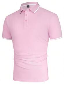 Manfinity Homme Camisa polo de hombre de unicolor, formal - Rosa - Ver 5
