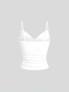 Sweetra 女款休閒百搭純色細肩帶背心 - 彩色 - 查看 4