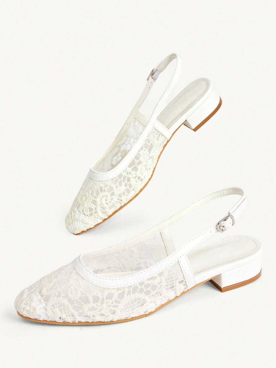 CUCCOO CHICEST Women Shoes Round Heel White Lace Mesh Back Lift Sexy Fashion Elegant Daily Versatile Banquet Party Flat Shoes