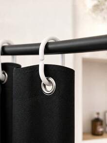 1 pieza Cortina de ducha gruesa e impermeable, cortina de ducha de lino sintético negro con ganchos de metal - Tela gruesa de secado rápido para privacidad y decoración del baño - Negro - Ver 6