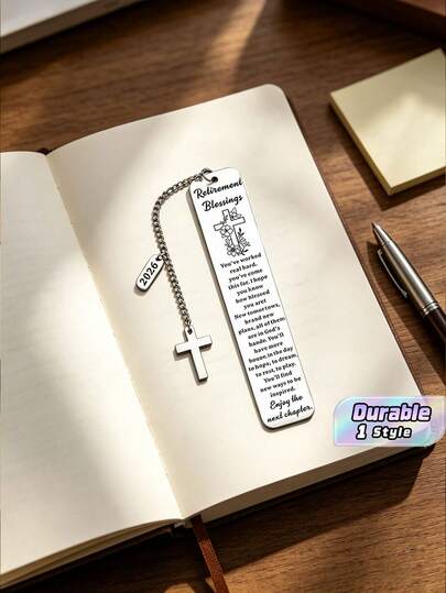 1 Adorno de acero inoxidable, un marcapáginas compacto ideal para entusiastas de la lectura. Con grabado láser con significados inspiradores que transmiten energía positiva, sirve como un regalo perfecto para miembros del club de lectura y estudiantes que regresan a la escuela.