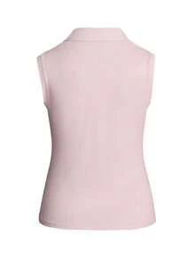 CourtClass CourtClass Polo deportivo de yoga para mujer, para exterior y gimnasio, con media cremallera, cuello y bajo con abertura - Rosa - Ver 7