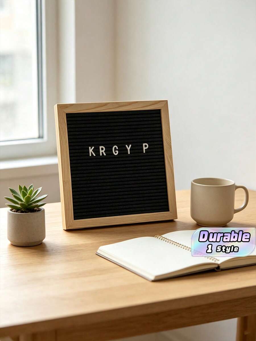 1pc 10x10in (25.4x25.4cm) Oak Wood Felt Letter Board – Changeable Message Board With Easel Stand, Wall Mount, For Birthday Housewarming Party Home Decor - 1PC - View 1