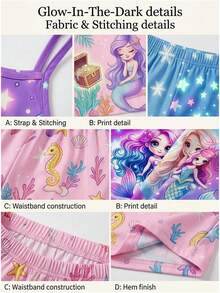 SHEIN Young Girl Cartoon Print Camisole Top And Shorts Loungewear Set - Purple - View 4