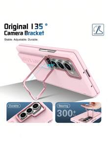 VIETAO Stylish Camera Kickstand Grip Phone Case Compatible With Samsung Galaxy Z Fold 4/5/6/7, Portable Hand Strap Foldable Cover, Waterproof Shockproof Anti-Drop Anti-Scratch Full Protection Shell - Pink - View 4