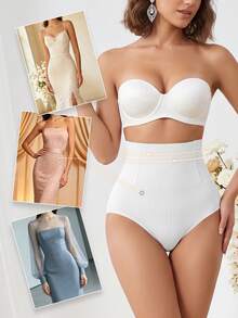 Coutiva Women's Solid Color Sheer Wedding High Waist Shaping Triangle Panties - White - View 3