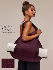 GLOWMODE 26L Maxi Zen Moves Water-Resistant Yoga Mat Storage Pocket Tote Bag Yoga Studio Gym Daily Casual Wear - Burgundy - View 1